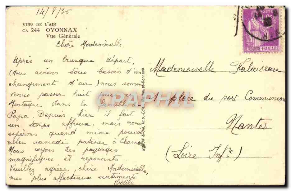 CPA Vues de L'Ain Oyonnax Vue Generale — Rückseite