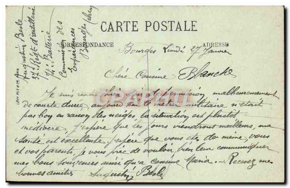CPA Bourges Ensenible Du Porche Central De La Cathedrale — Rückseite