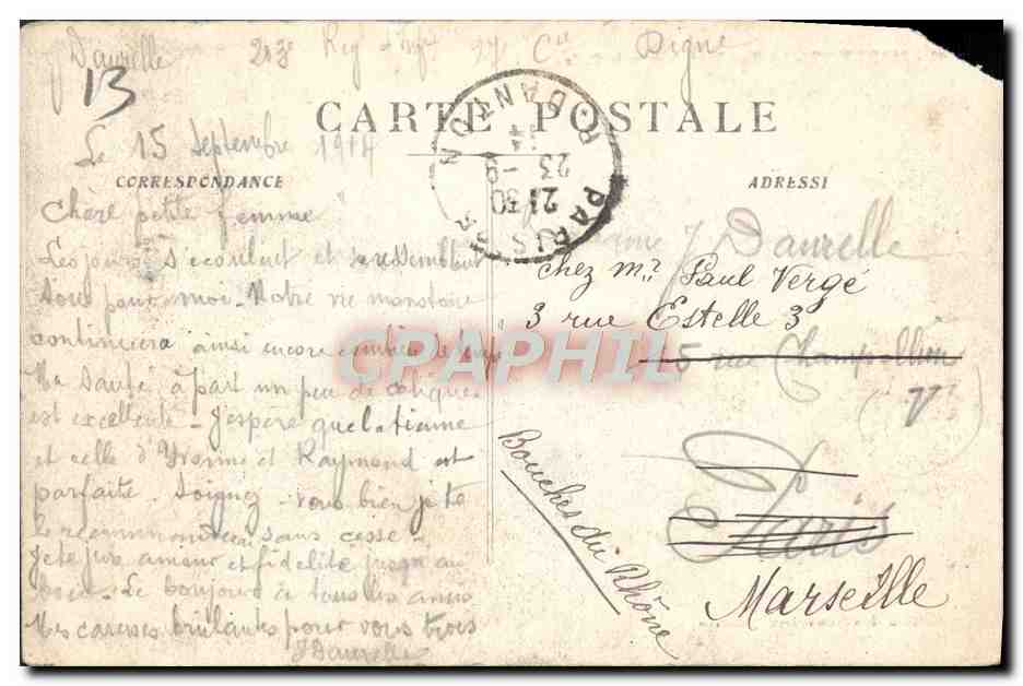 CPA Marseille Le Font Saint Jean Et La Rade — Verso