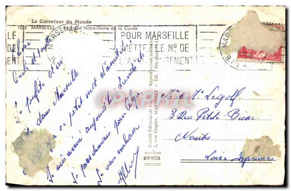 CPM Marseille Notre Dame De La Garde — Verso
