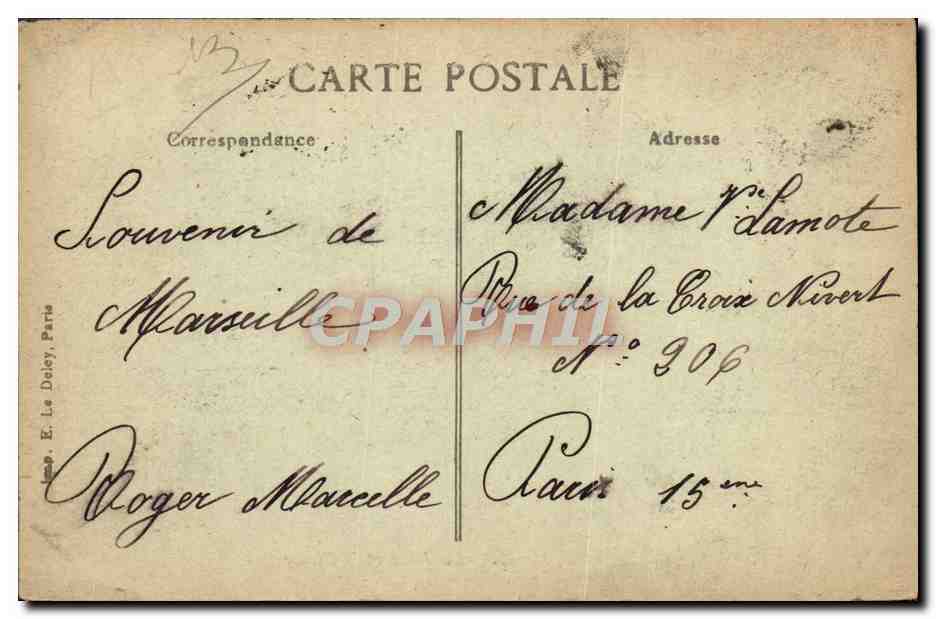 Marseille — La Jetée et le Phare — E. Le Dole, n°237 — Verso