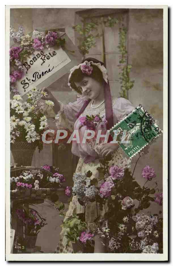 Frau in blühender Kleidung mit Blumenstrauß — Saint-Rémy — Verlag ELD, n° 4/43