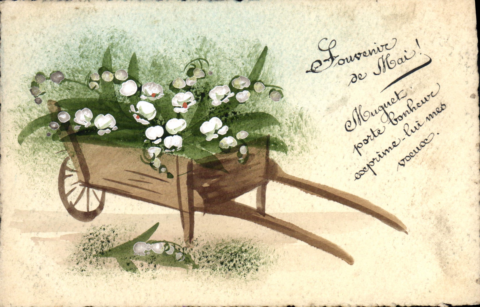CPA Souvenir De Mai Fleurs (dessin a la main)