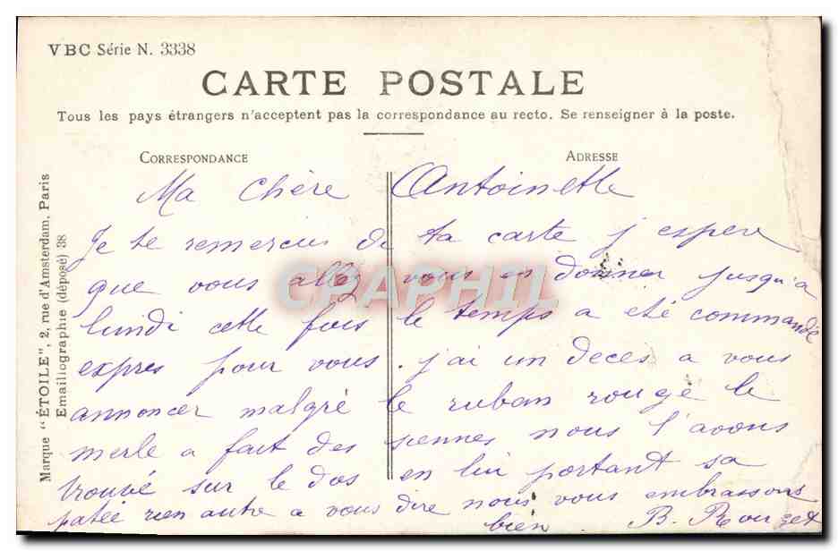 CPA Fantaisie Femme Wilford — Verso