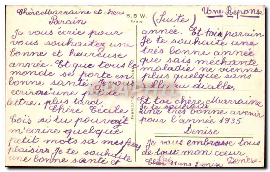 CPA Fantaisie Enfants Bonne Annee — Rückseite