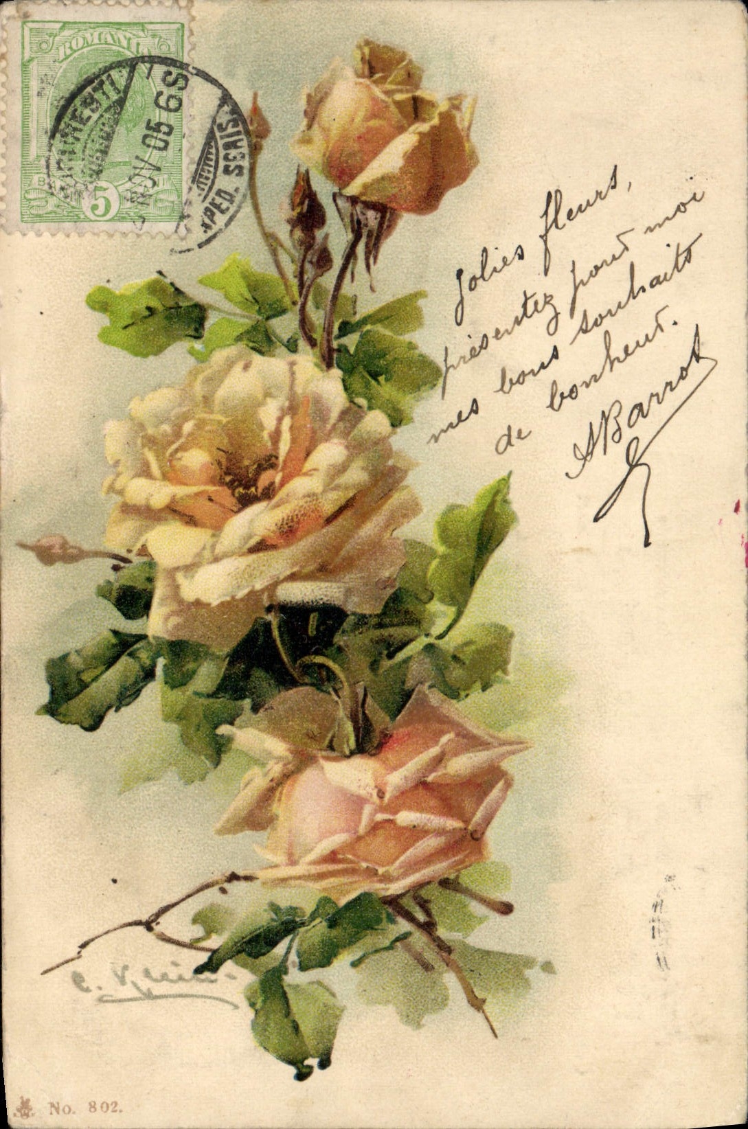 CPA Fantaisie Fleurs Roumanie Rumania