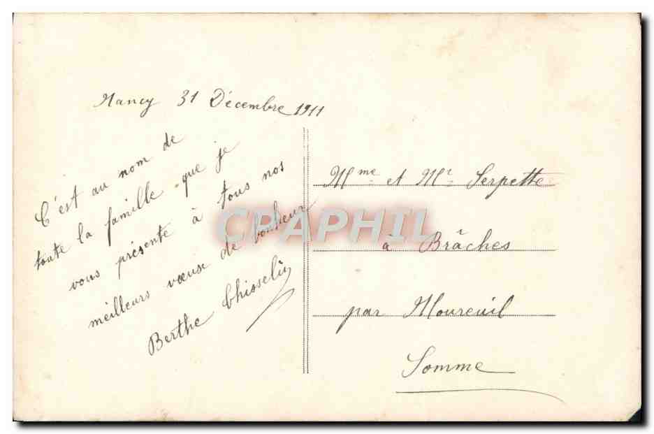 Femme en robe ornée tenant un panier de roses — Bonne Année — LEDA n°497 — Rückseite