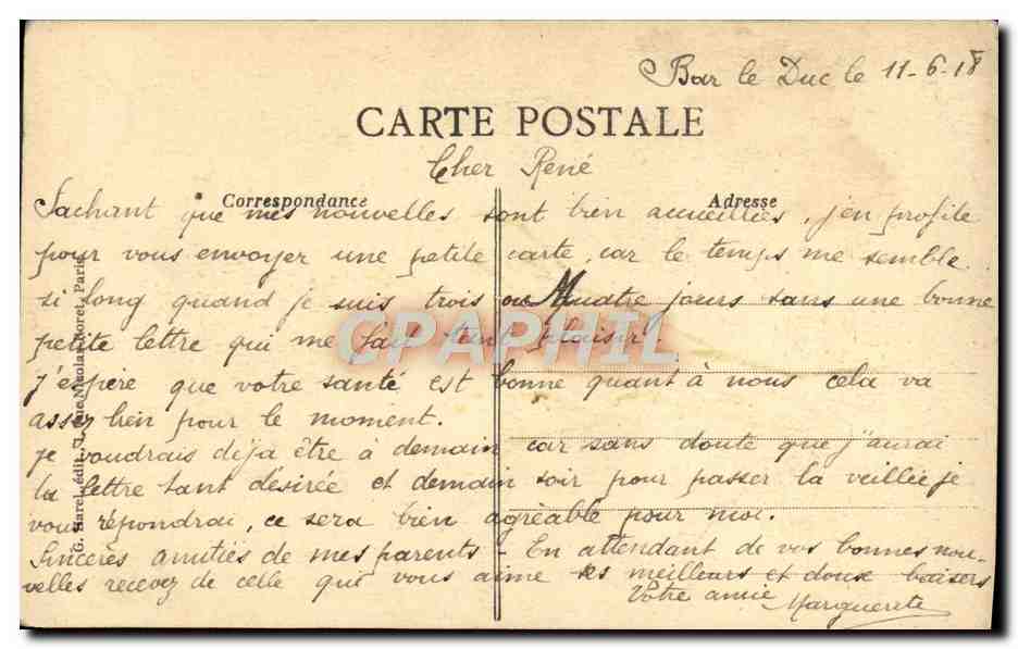 CPA Fantaisie Fleurs — Rückseite