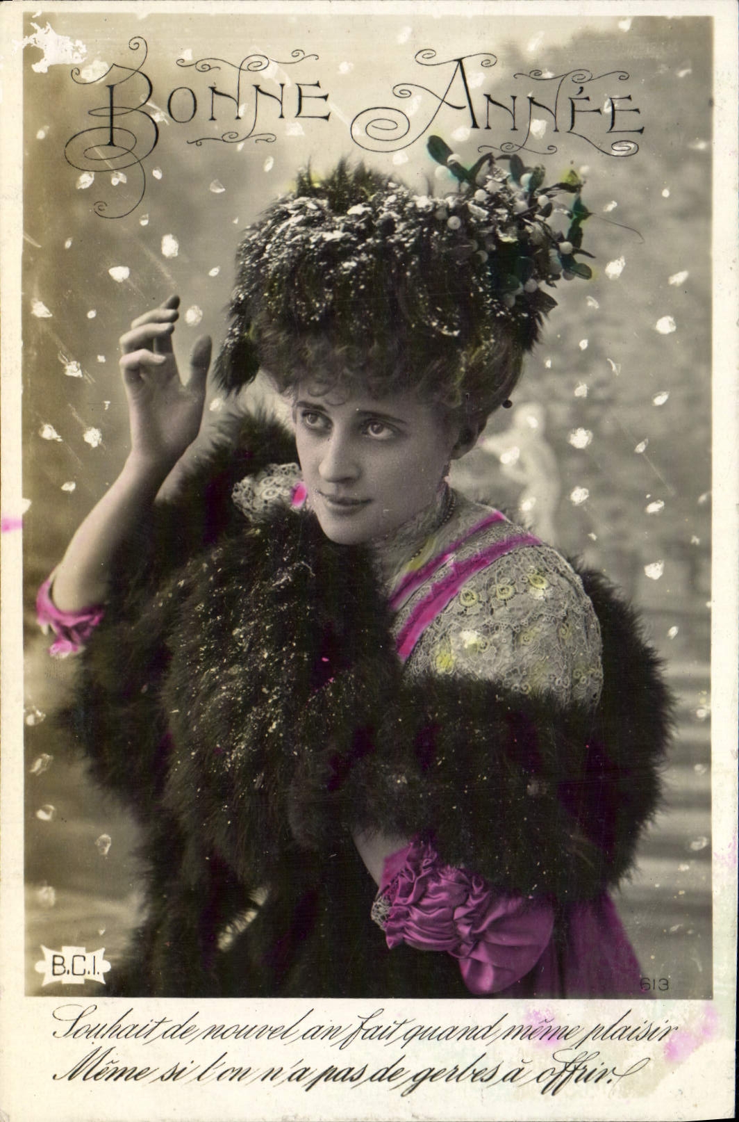 Femme en fourrure — Bonne Année — B.C.I. n°613
