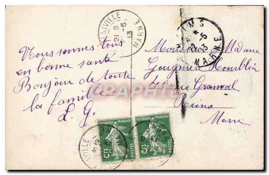 CPA Fantaisie Fleur Rose — Verso