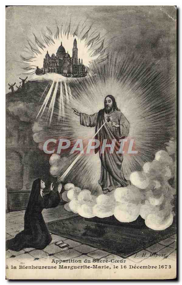 CPA Fantaisie Apparition du Sacre Coeur a la bienheureuse Marguerite Marie 