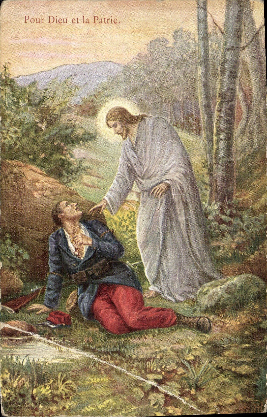 Jésus visitant un soldat blessé — Pour Dieu et la Patrie — Ango-Française, série 200/3