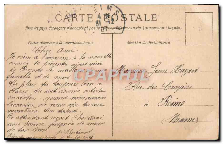 CPA Fantaisie L'accordee du village — Rückseite