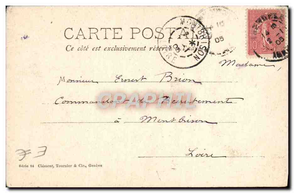 Ivraies — Décoration végétale — Clément, Tournier & Cie, Genève, Série 84 — Verso