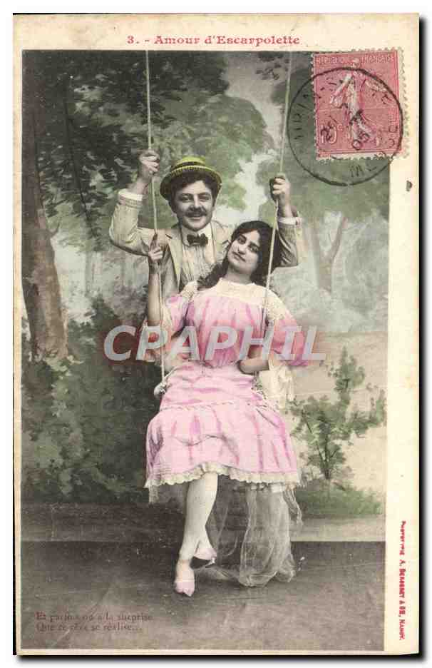 CPA Fantaisie Femme Balancoire