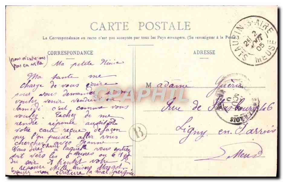 CPA Fantaisie Femme Balancoire — Verso