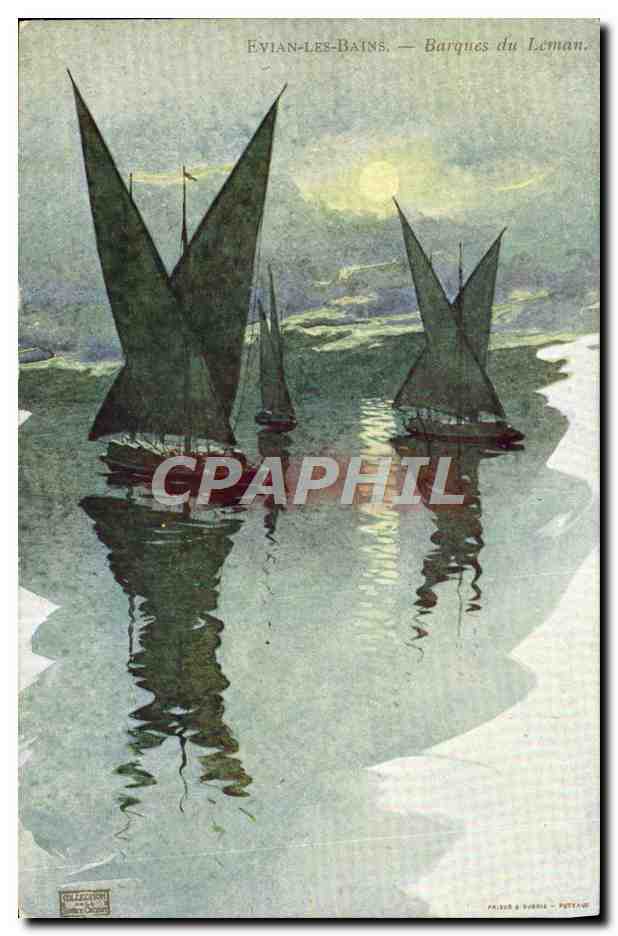 CPA Evian les Bains Barques du Leman Bateaux