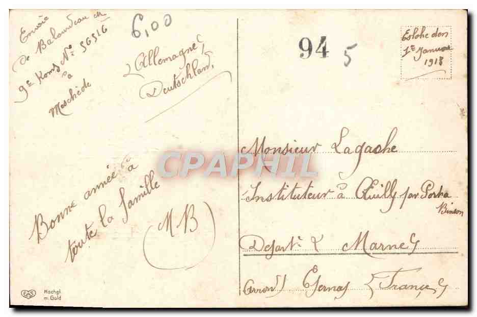 CPA Fantaisie Nouvel an — Verso