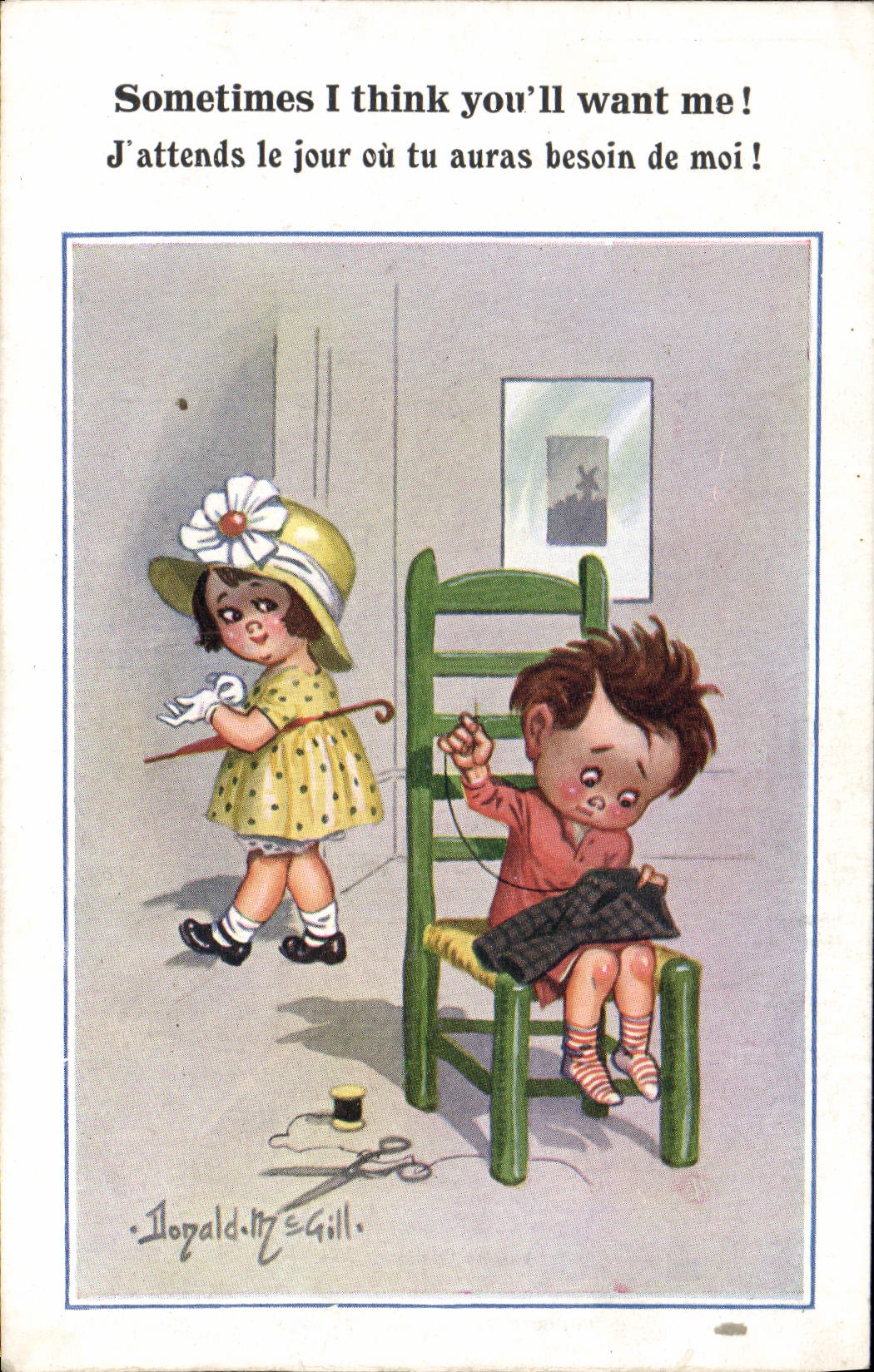 Enfant et petite fille — scène domestique — Donald Liz Gill
