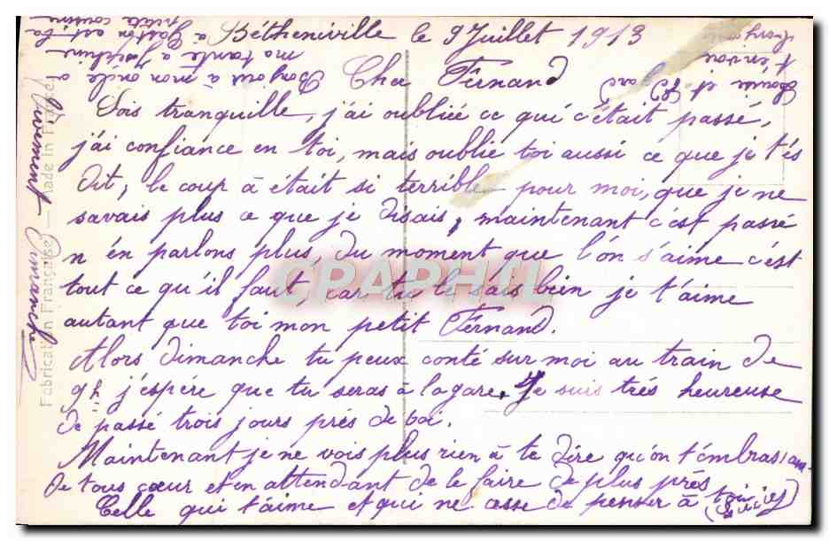 CPA Fantaisie Femme  — Rückseite