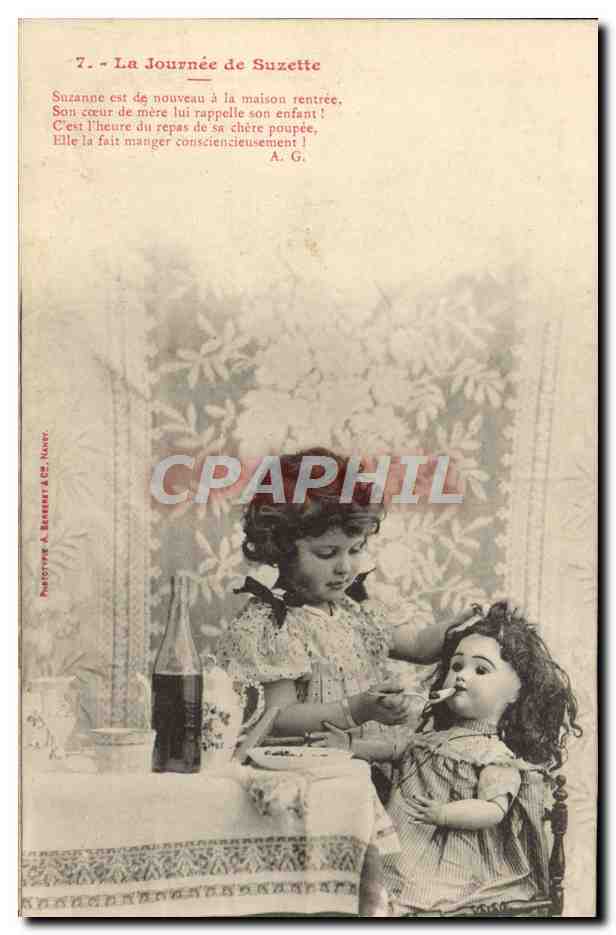 CPA Fantaisie Enfant La journee de Suzette Poupee