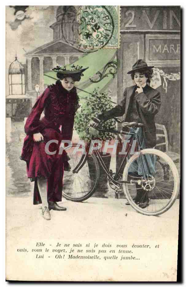 CPA Fantaisie Femme Velo Cycle