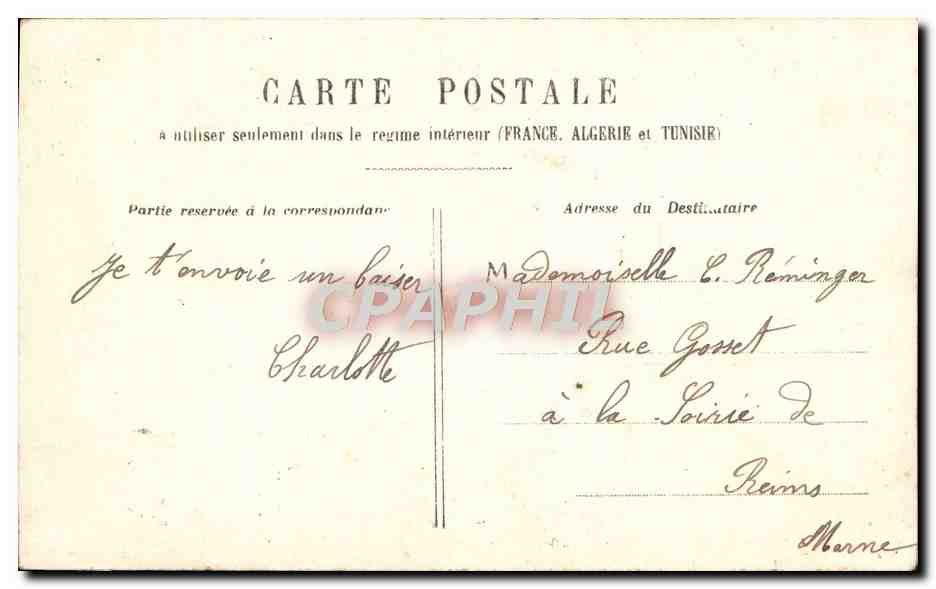 Femme tombée de vélo — scène humoristique — éditeur non identifié — Verso