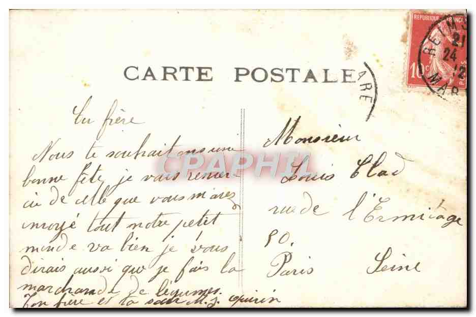 CPA Fantaisie Homme Fleurs — Rückseite