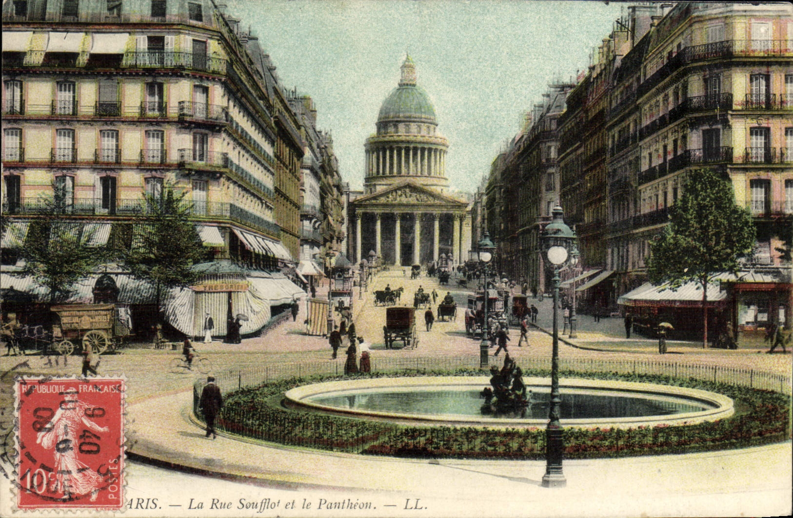 CPA Paris La rue Soufflot et le Pantheon 