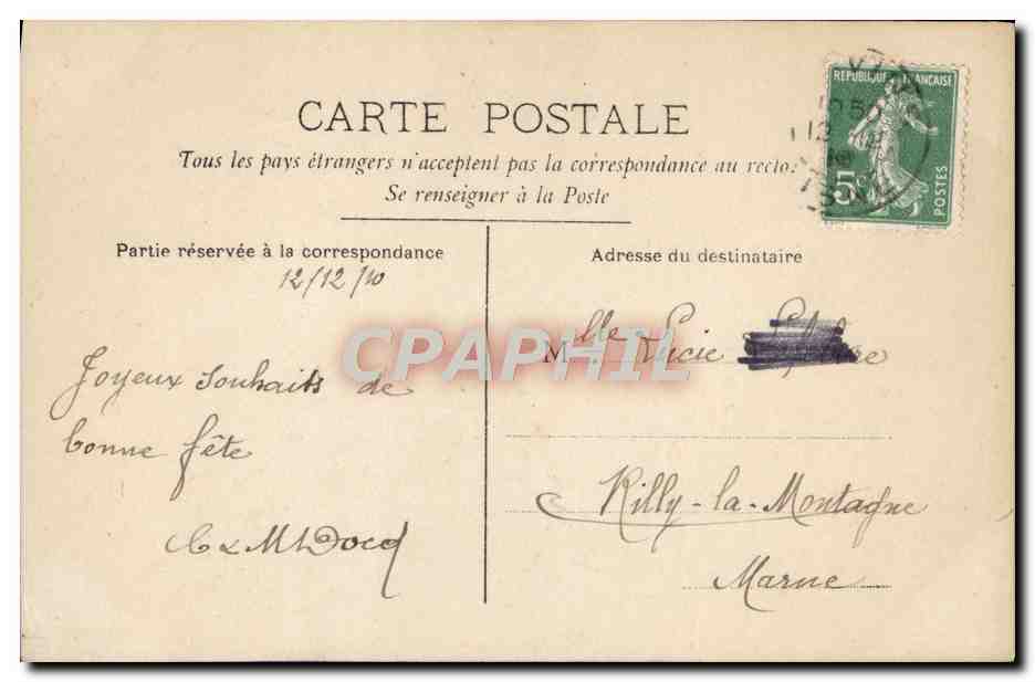 CPA Fantaisie Femme Moulin a vent — Verso