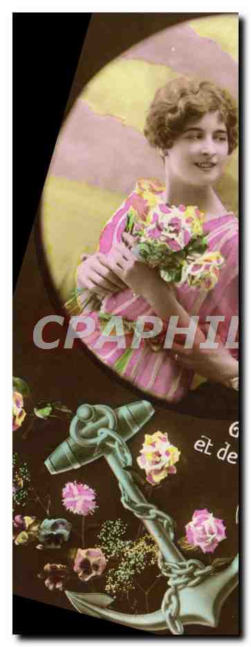 Jeune femme avec bouquet — éditeur inconnu, n° de série non visible