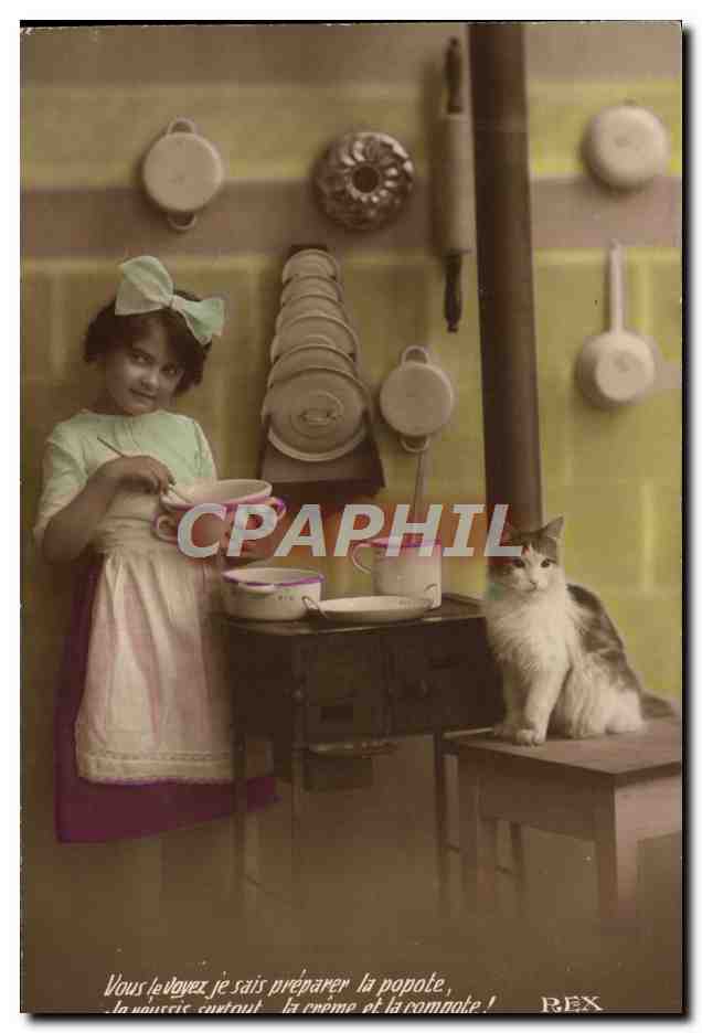 CPA Fantaisie Enfant Chat Chaton 