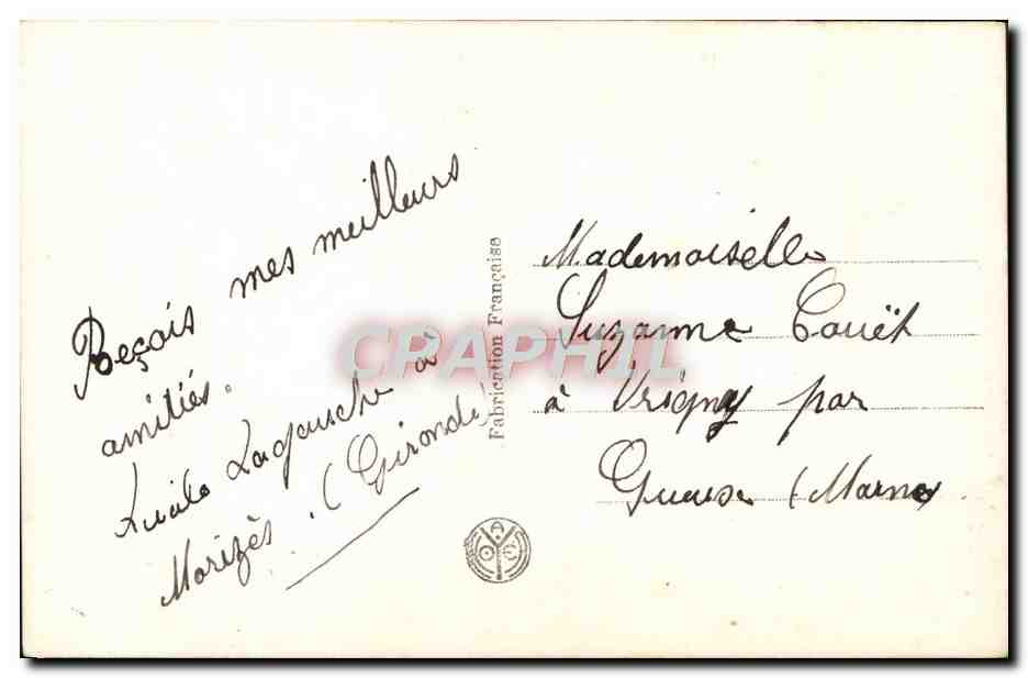 CPA Fantaisie Femme  — Rückseite