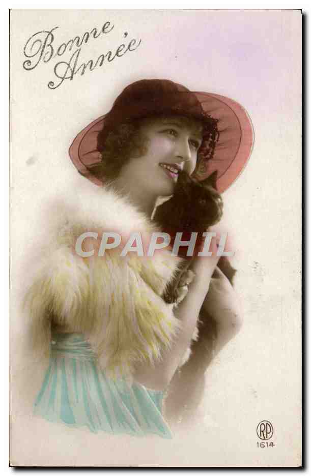 CPA Fantaisie Femme Chat chaton
