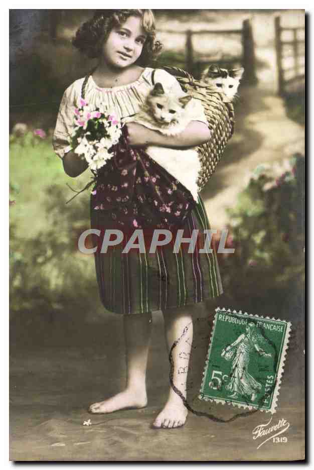 CPA Fantaisie Enfant Chat Chaton