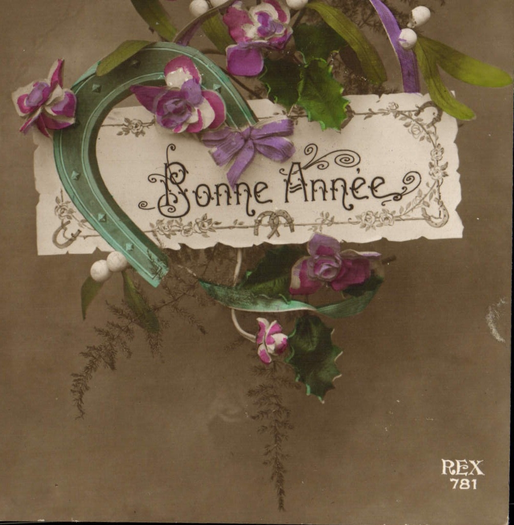 CPA Fantaisie Fleurs Fer a cheval