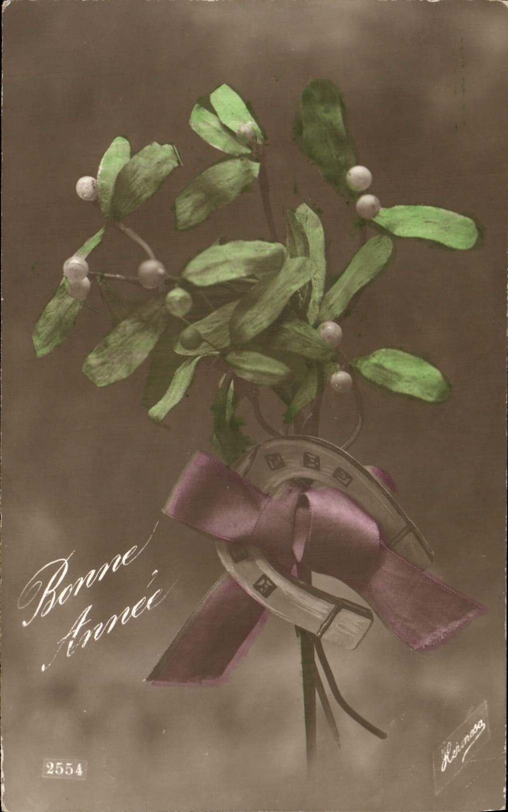 CPA Fantaisie Fleurs Fer a cheval