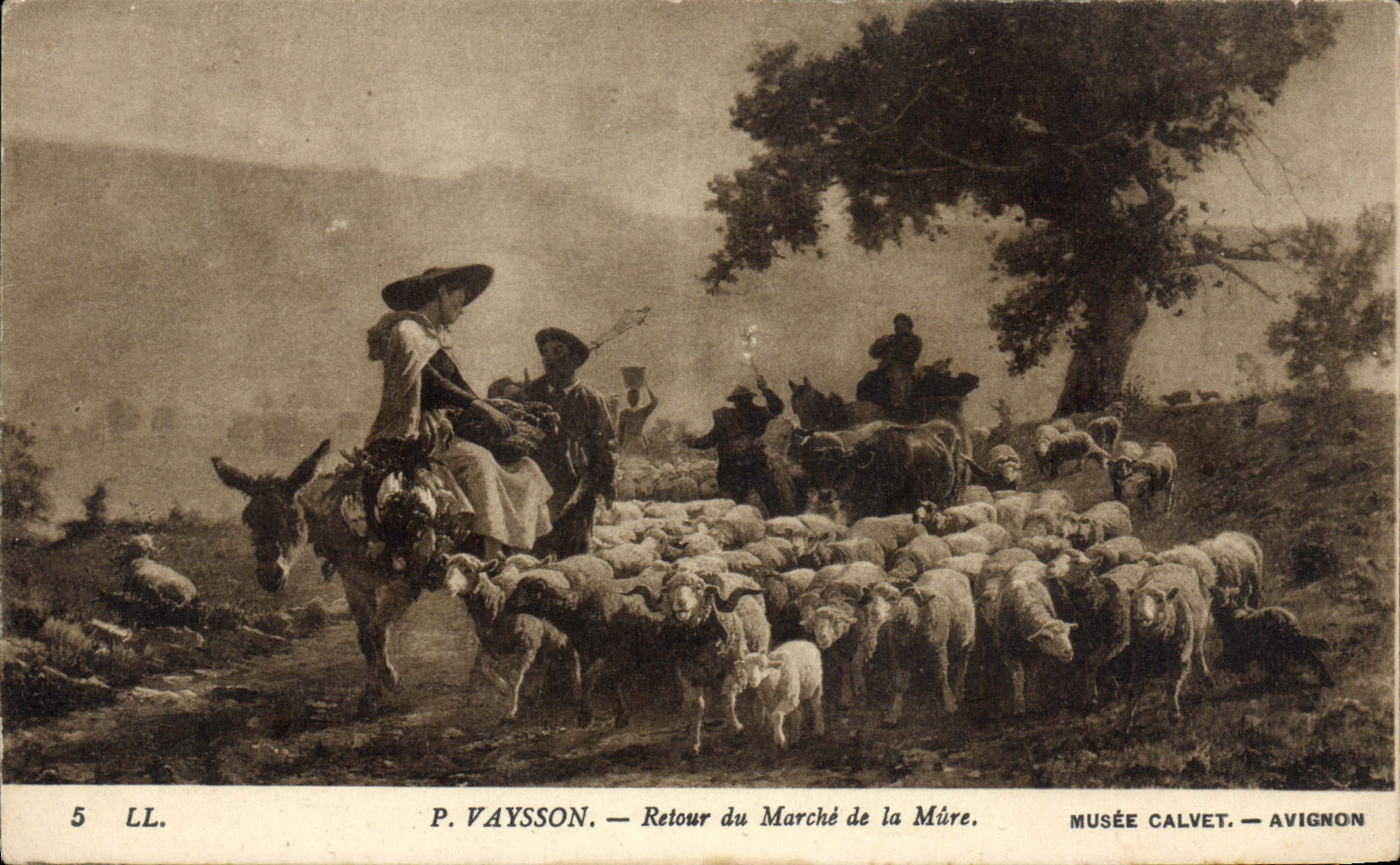 CPA P Vaysson Retour du marche de la Mure Musee Calvet Avignon Ane Mule 