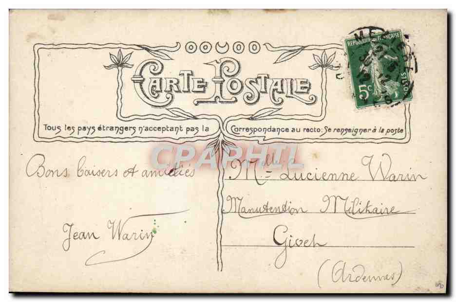 CPA Fantaisie Homme  — Verso