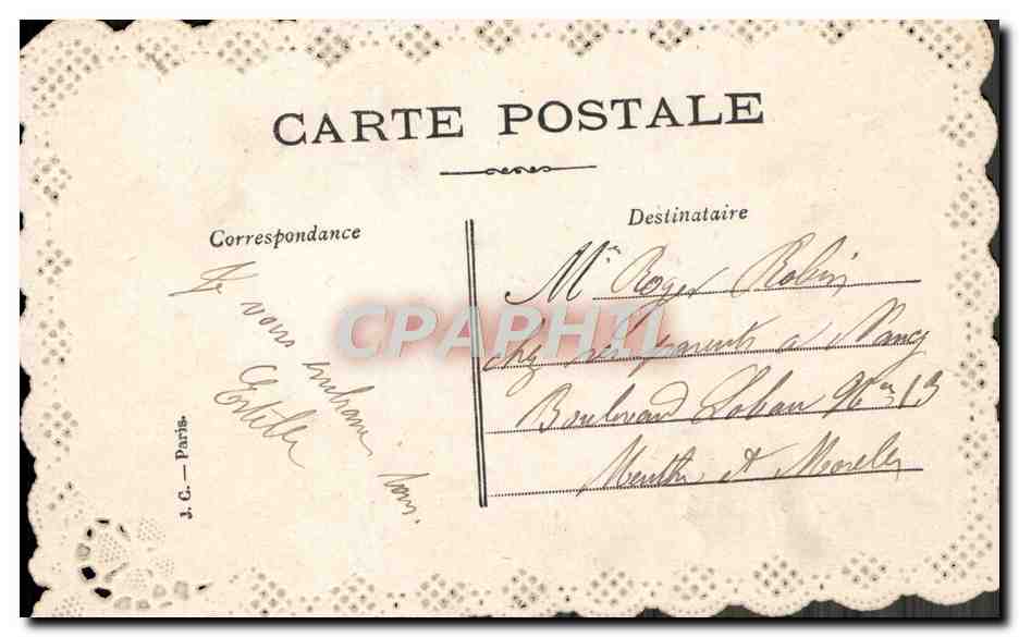 CPA Fantaisie Brodee Fleurs colombe — Rückseite