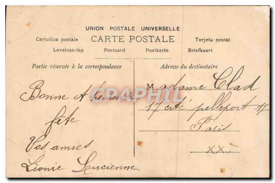 Frau mit Blumenwagen — Frohe Geburtstage — Le Normand Phot. n°1635 — Rückseite