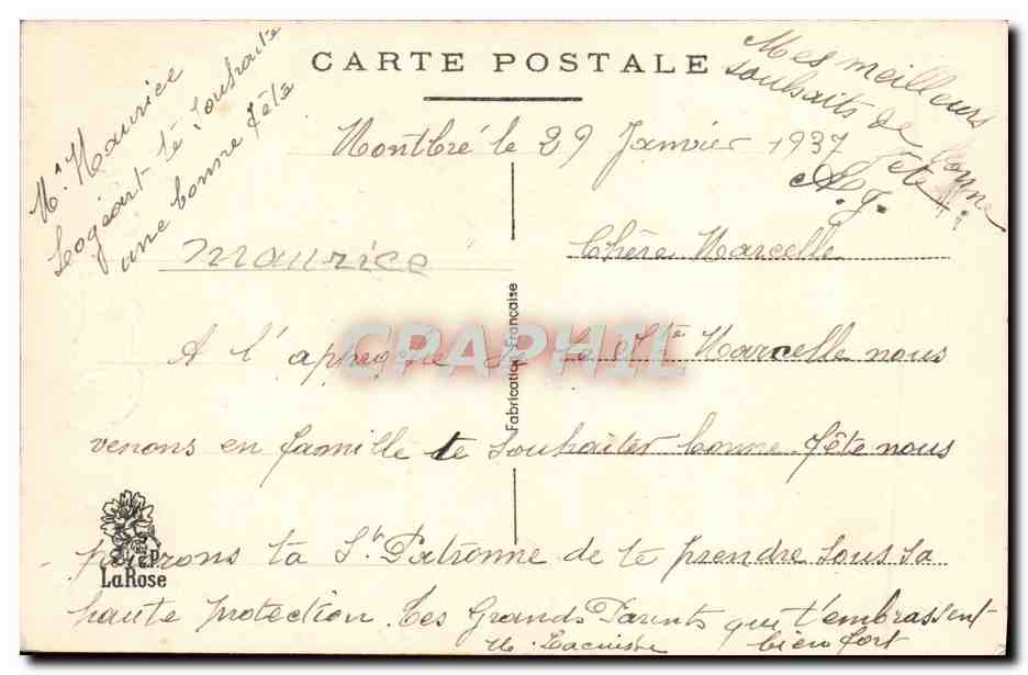 CPA Fantaisie Fleurs — Verso