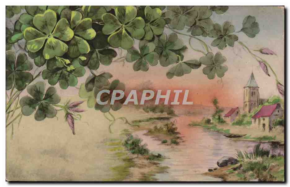 CPA Fantaisie Fleurs Trefles 