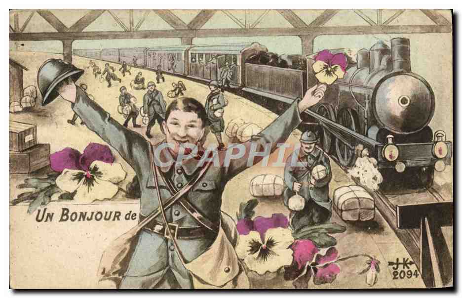 CPA Fantaisie Militaria Train 