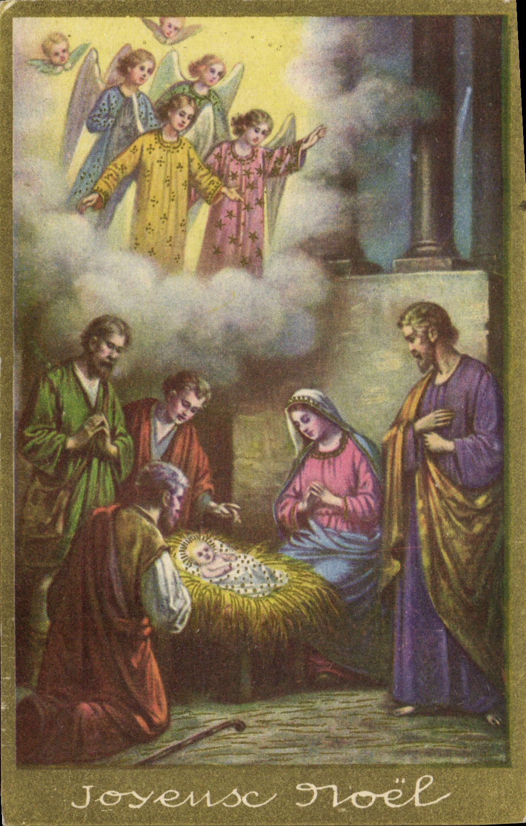CPA Fantaisie Noel Ange Christ Jesus