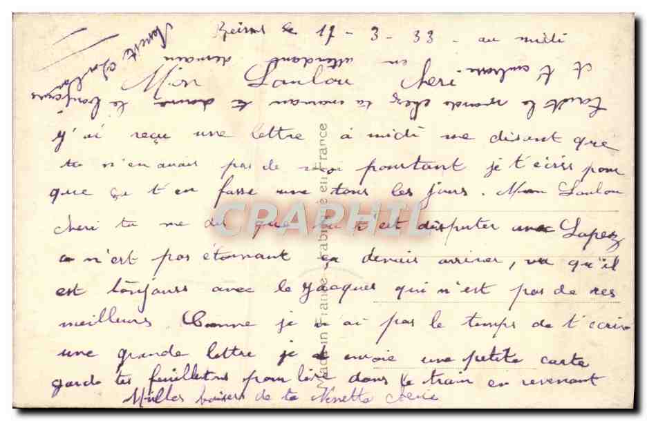CPA Fantaisie Femme  — Rückseite