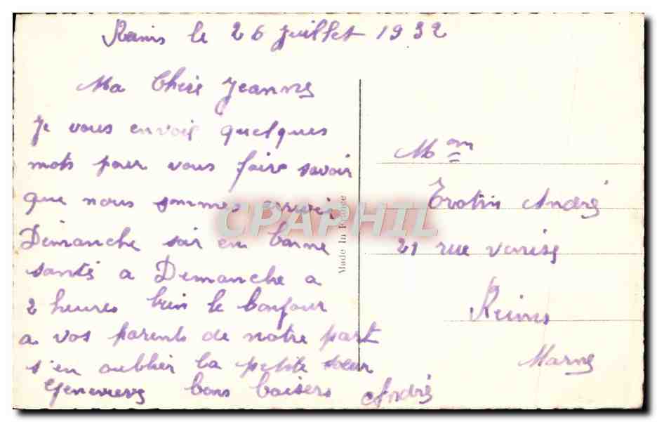 CPA Fantaisie Femme  — Verso
