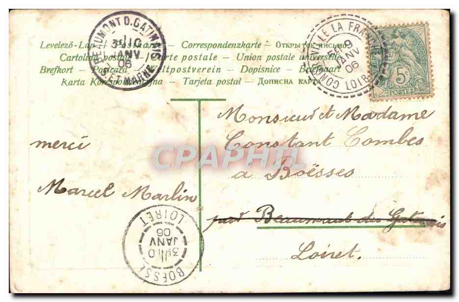 CPA Fantaisie Fleurs — Rückseite