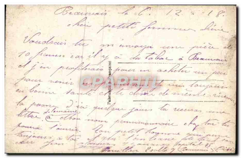 CPA Fantaisie Femme Messageries d'amour — Verso