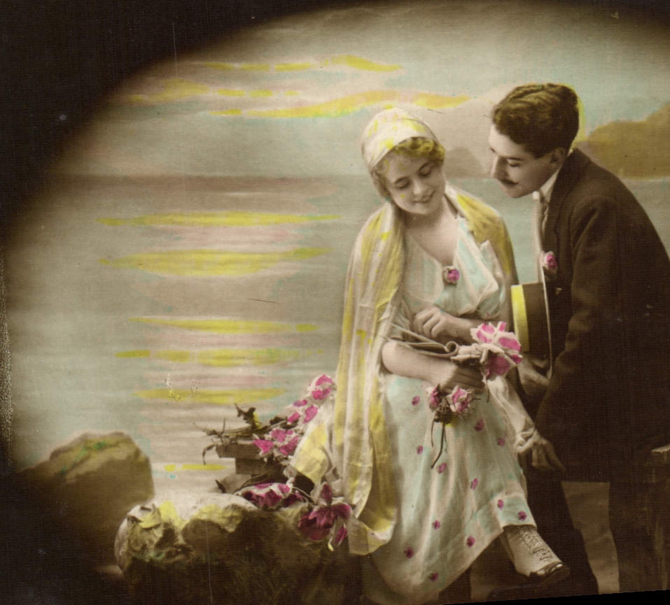 Couples amoureux — scène de rivage — éditeur non identifié